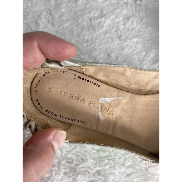 Terra Plana Womens Slip Ons Flats Green Ivory Leather Size EU 36 US 6 - Picture 4 of 13